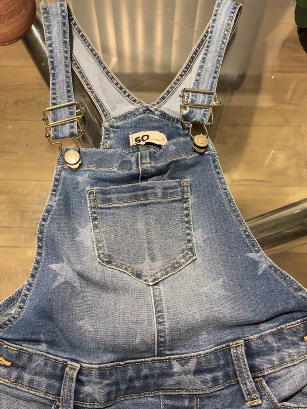 SO Kids Denim Star-Print Suspender Overalls in Blue